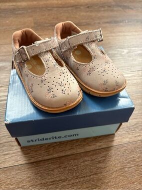 Stride Rite Blush Floral T-Strap Mary Jane Shoes